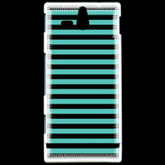 Coque Sony Xperia U rayures noires et bleues