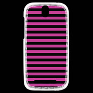 Coque HTC One SV rayures noires et roses
