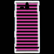 Coque Sony Xperia U rayures noires et roses