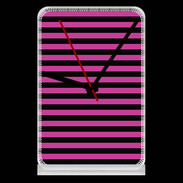 Pendule de bureau rayures noires et roses