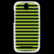 Coque HTC One SV rayures noires et vertes