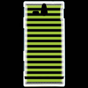 Coque Sony Xperia U rayures noires et vertes
