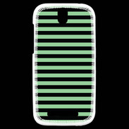 Coque HTC One SV rayures vert d'eau et noires