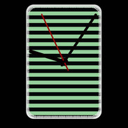 Grande pendule murale rayures vert d'eau et noires