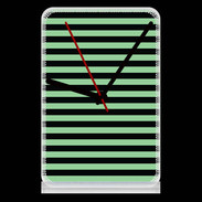 Pendule de bureau rayures vert d'eau et noires