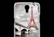 Coque Samsung Galaxy Mega Tour Eiffel rouge sur fond en noir et blanc