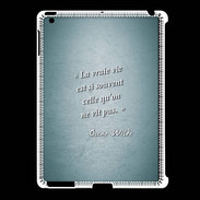 Coque iPad 2/3 Vrai vie Turquoise Citation Oscar Wilde