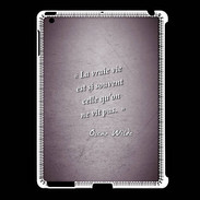 Coque iPad 2/3 Vrai vie Violet Citation Oscar Wilde