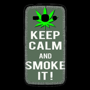 Coque Samsung Galaxy Ace3 Keep Calm Smoke it Gris