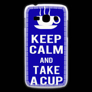 Coque Samsung Galaxy Ace3 Keep Calm Take a cup Bleu