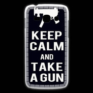 Coque Samsung Galaxy Ace3 Keep Calm Take a gun Noir