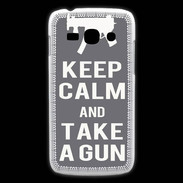 Coque Samsung Galaxy Ace3 Keep Calm Take a gun Gris