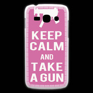 Coque Samsung Galaxy Ace3 Keep Calm Take a gun Rose