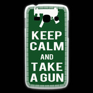 Coque Samsung Galaxy Ace3 Keep Calm Take a gun Vert
