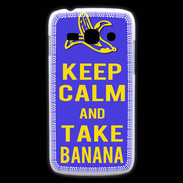 Coque Samsung Galaxy Ace3 Keep Calm Take Banana Bleu