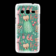 Coque Samsung Galaxy Express2 Fond fashion rose et vert