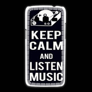 Coque Samsung Galaxy Express2 Keep Calm Listen music Noir