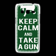 Coque Samsung Galaxy Express2 Keep Calm Take a gun Vert
