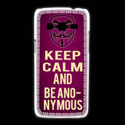 Coque Samsung Galaxy Express2 Keep Calm and Be Anonymous Rose