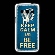 Coque Samsung Galaxy Express2 Keep Calm and Be Free Bleu