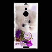 Coque Nokia Lumia 1520 Chiot blanc et fleur violette
