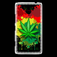 Coque Nokia Lumia 1320 Feuille de cannabis et cœur Rasta