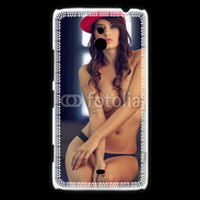 Coque Nokia Lumia 1320 Charmante brune avec casquette rouge