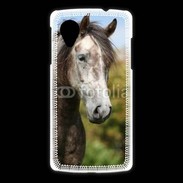 Coque LG Nexus 5 Portrait cheval arabe gris 1