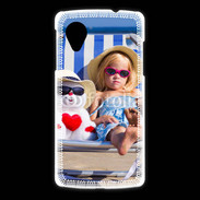Coque LG Nexus 5 Petite fille avec bonhomme de neige a la plage