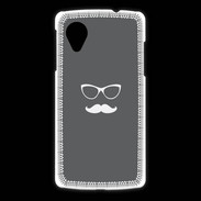 Coque LG Nexus 5 moustache gris & blanc