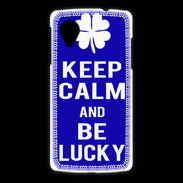 Coque LG Nexus 5 Keep Calm Be lucky Bleu