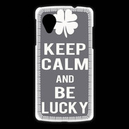 Coque LG Nexus 5 Keep Calm Be lucky Gris