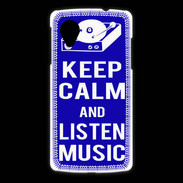 Coque LG Nexus 5 Keep Calm Listen music Bleu