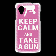 Coque LG Nexus 5 Keep Calm Take a gun Rose