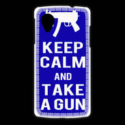 Coque LG Nexus 5 Keep Calm Take a gun Bleu