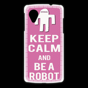 Coque LG Nexus 5 Keep Calm Be a Robot Rose