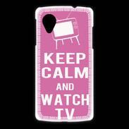 Coque LG Nexus 5 Keep Calm Watch TV Rose