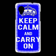 Coque LG Nexus 5 Keep Calm and Carry on Bleu