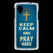 Coque LG Nexus 5 Keep Calm and Pray Christian Bleu