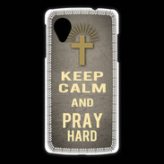 Coque LG Nexus 5 Keep Calm and Pray Christian Gris