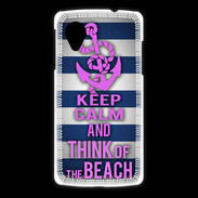 Coque LG Nexus 5 Keep Calm and Think Beach Bleu