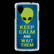 Coque LG Nexus 5 Keep Calm and Wait Alien Bleu