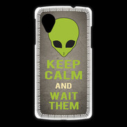 Coque LG Nexus 5 Keep Calm and Wait Alien Gris