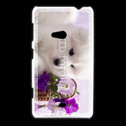 Coque Nokia Lumia 625 Chiot blanc et fleur violette