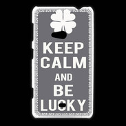 Coque Nokia Lumia 625 Keep Calm Be lucky Gris