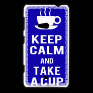 Coque Nokia Lumia 625 Keep Calm Take a cup Bleu