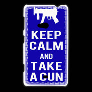 Coque Nokia Lumia 625 Keep Calm Take a gun Bleu