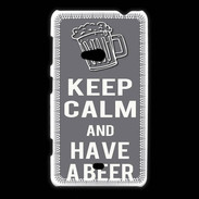 Coque Nokia Lumia 625 Keep Calm Have a beer Gris