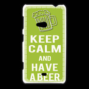 Coque Nokia Lumia 625 Keep Calm Have a beer Vert pomme