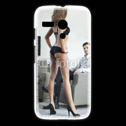 Coque Motorola G Femme debout en lingerie sexy devant homme 